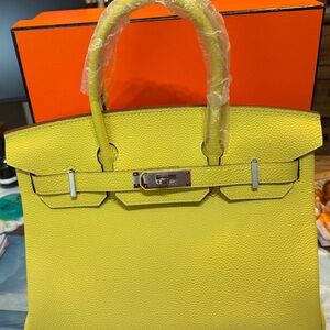Butter Yellow Togo Leather Top-Handle Women’s Handbag 30 cm handmade quality